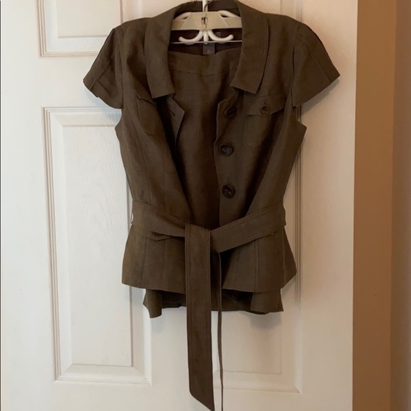 Ann Taylor brown linen blend skirt suit - Picture 1 of 11